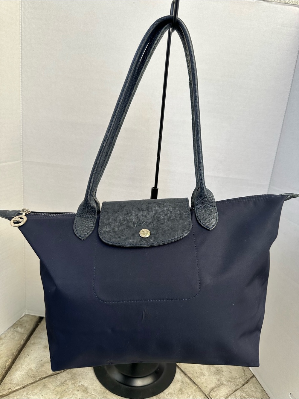 Longchamp Navy and Black Le Pliage Shoulder Tote